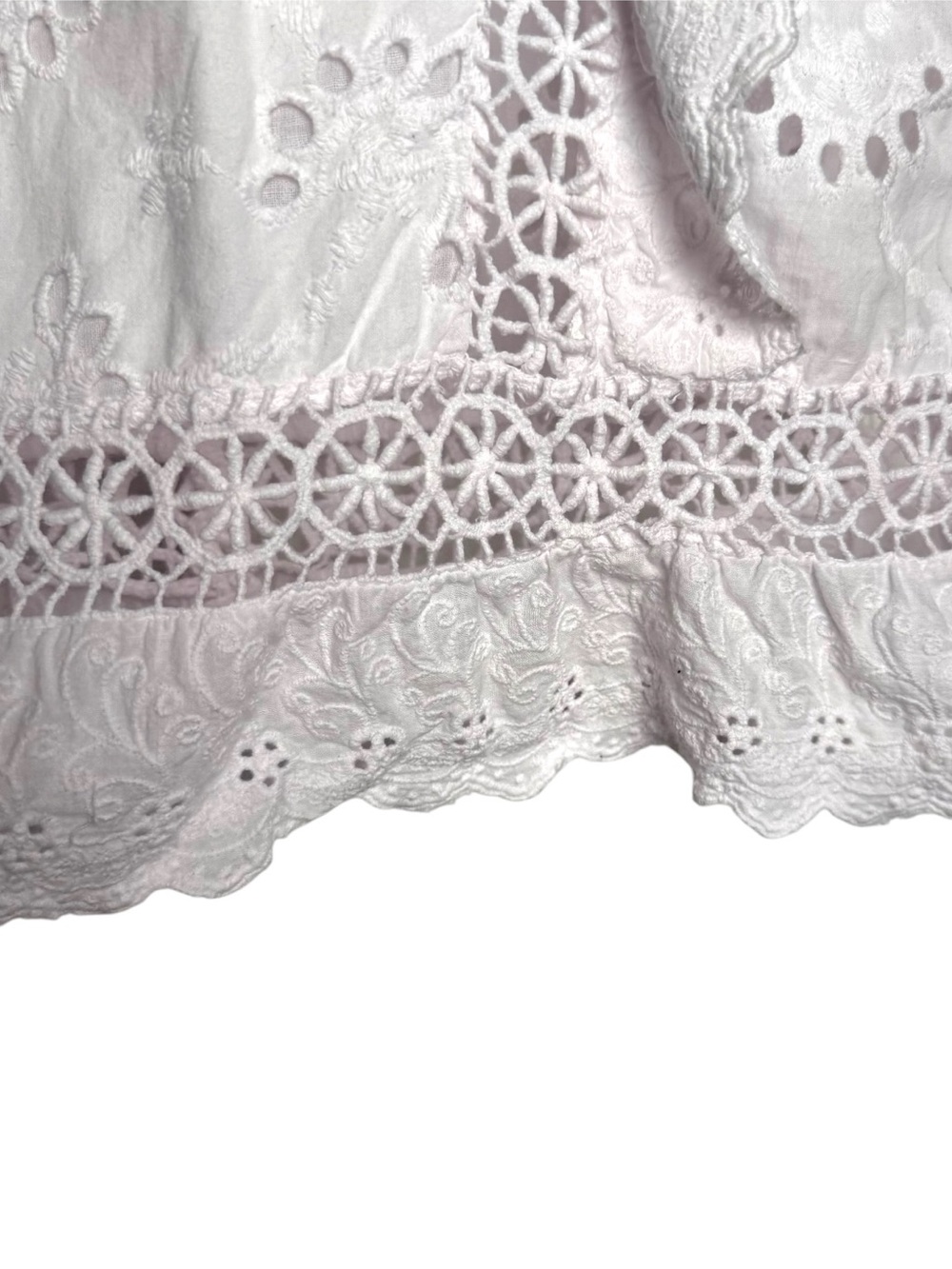 Lungo L’Arno Broderie Angleaise Eyelet Blouse Size Small White Sleeveless Italy - Picture 7 of 15